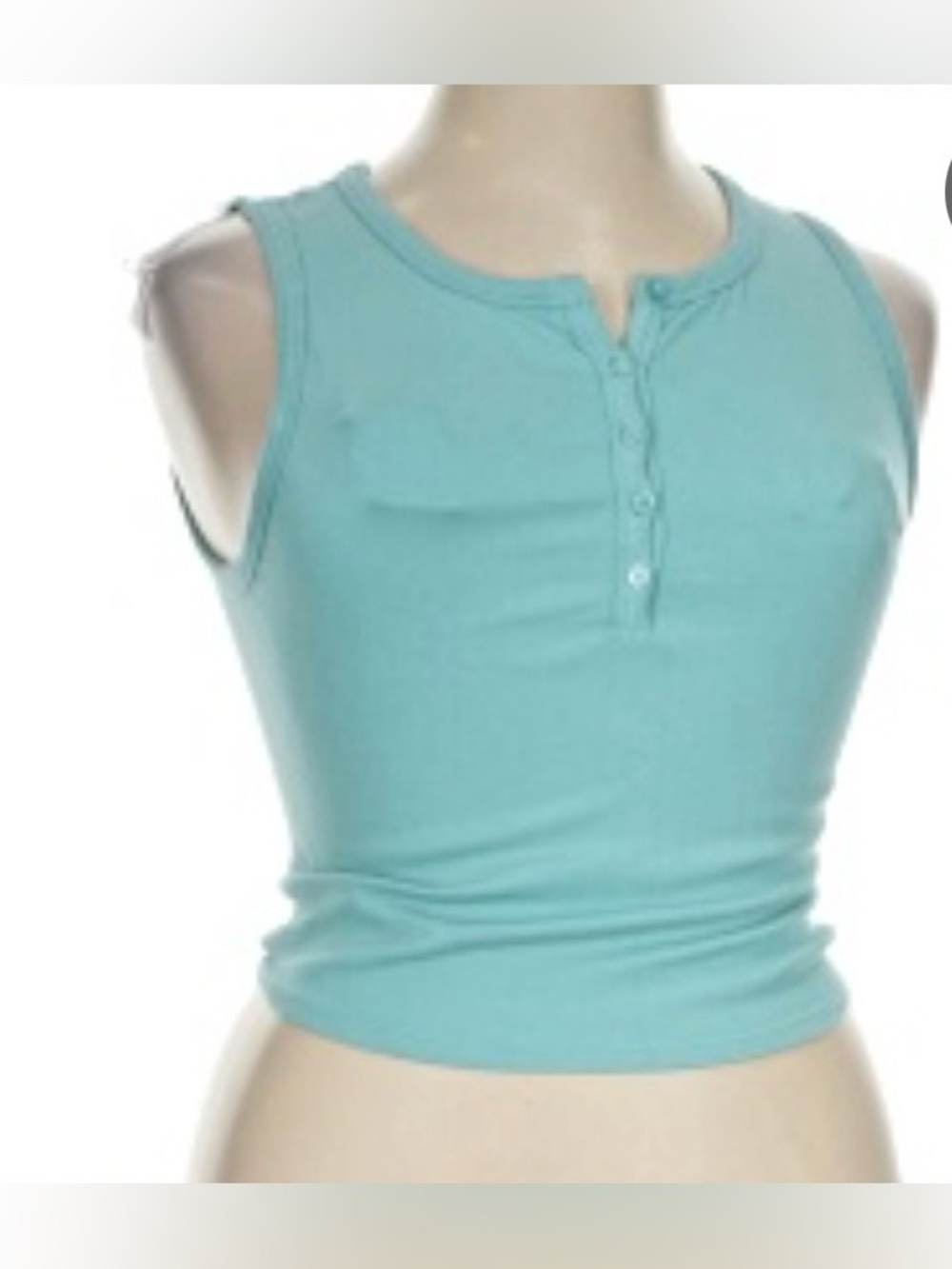 No Boundaries Aqua Ribbed Henley Tank